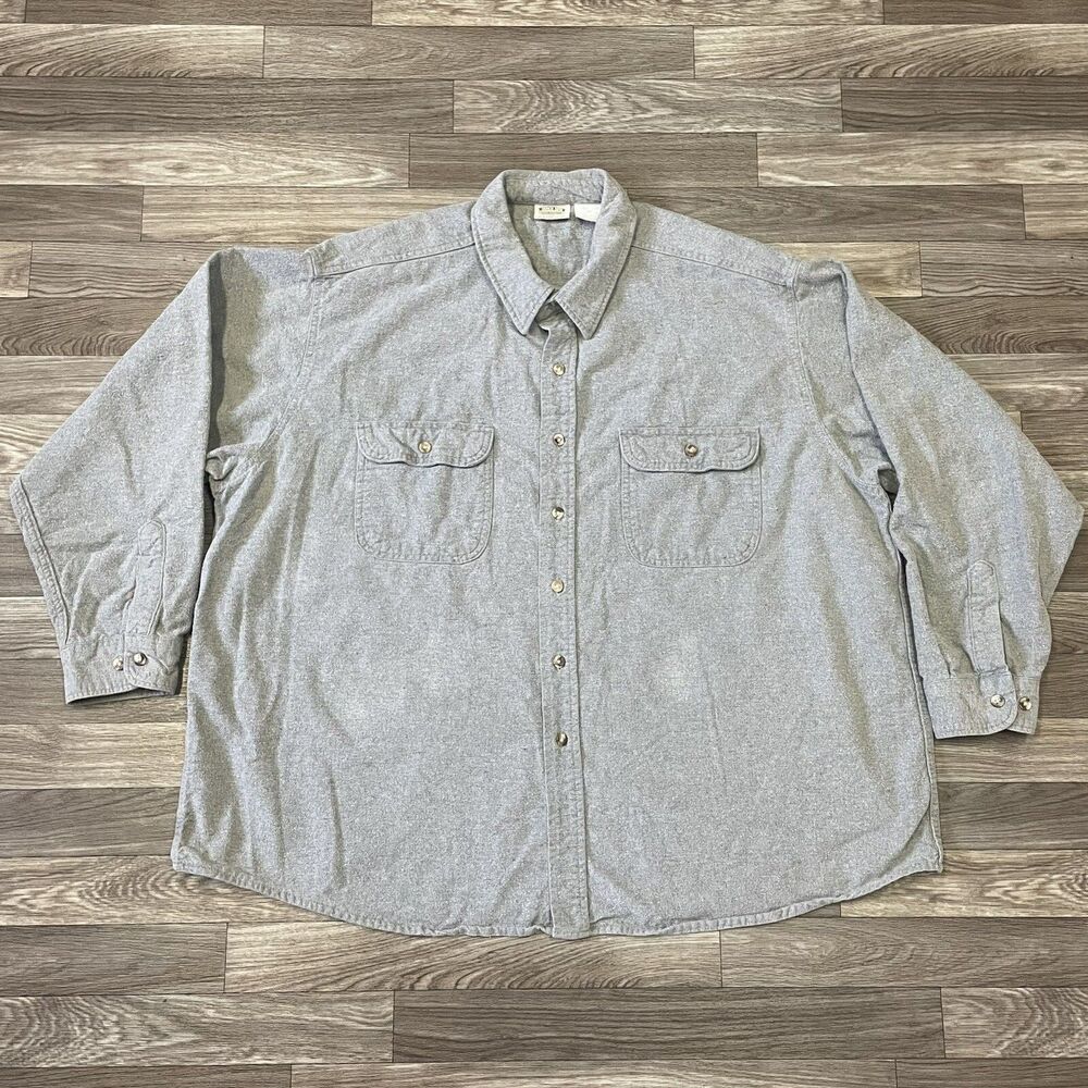 Vintage Five Brother Flannel Shirt Men’s 3XL Solid Gray Long Sleeve Front Pocket
